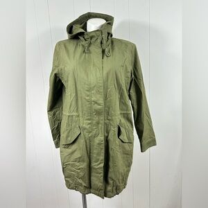 Levis Green Olive XL Cargo Jacket Womens Drawstring Hooded Zip Up Military Field